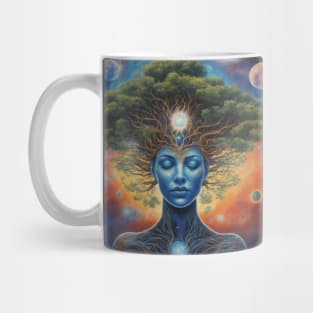 Cosmic woman with tree on head Mug